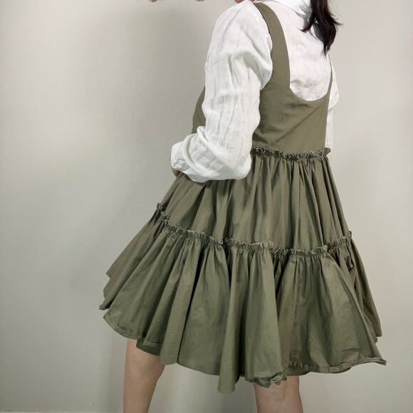 Mable Tiered Ruffle Sleeveless Mini Dress In Dusty Sage - Picture 3 of 10